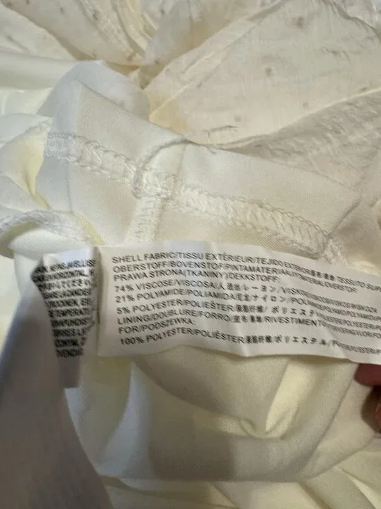 Moon River Womens Smocked Milkmaid Maxi Dress M Cream Dot Princess Feminine NEW - Picture 7 of 9